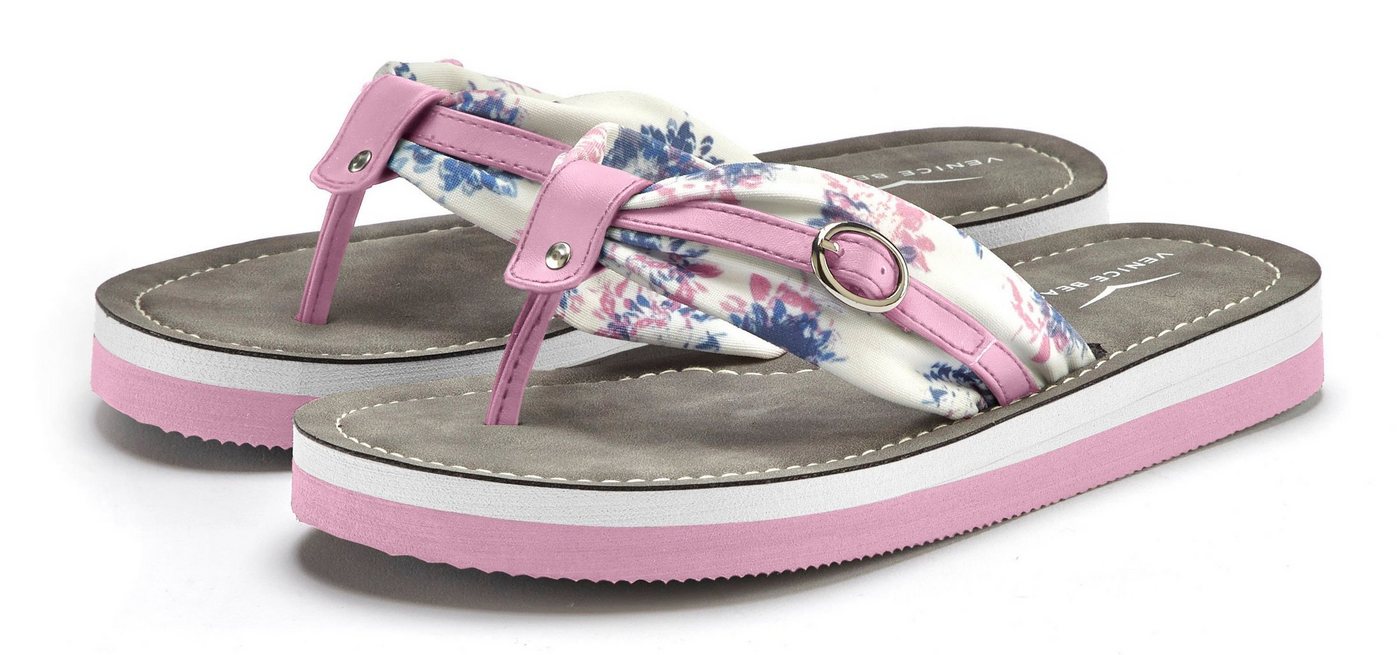 VENICE BEACH Sandale, Pantolette Badezehentrenner Zehentrenner, Badeschuh, Flip Flop mit modischem Print VEGAN