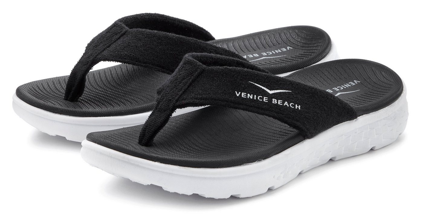 VENICE BEACH Sandale, Pantolette Badezehentrenner Zehentrenner, Badeschuh ultraleicht im sportiven Look VEGAN (schwarz)