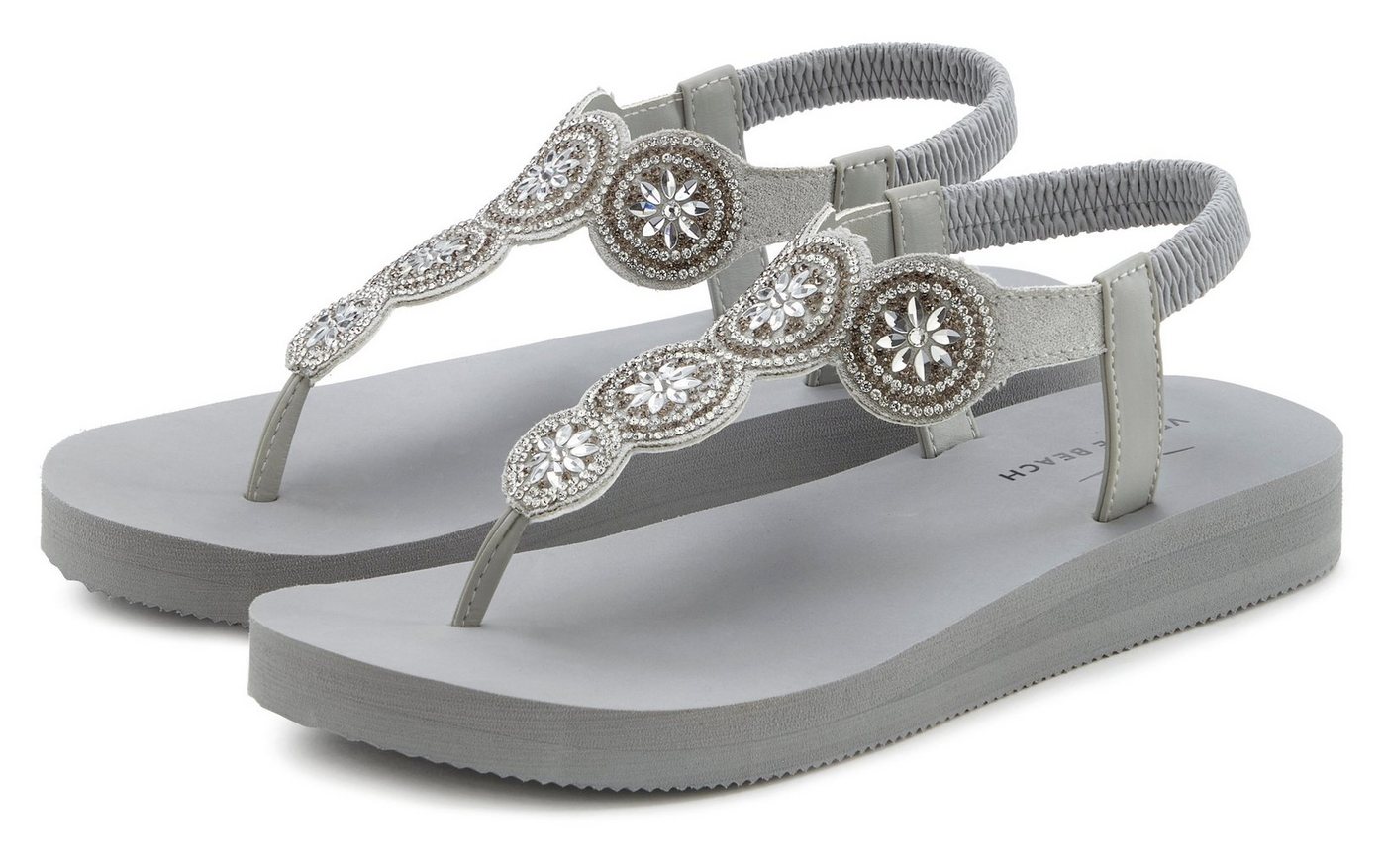 VENICE BEACH Sandale, Pantolette Badezehentrenner Zehentrenner, Badeschuh ultraleicht mit Glitzerdetails VEGAN