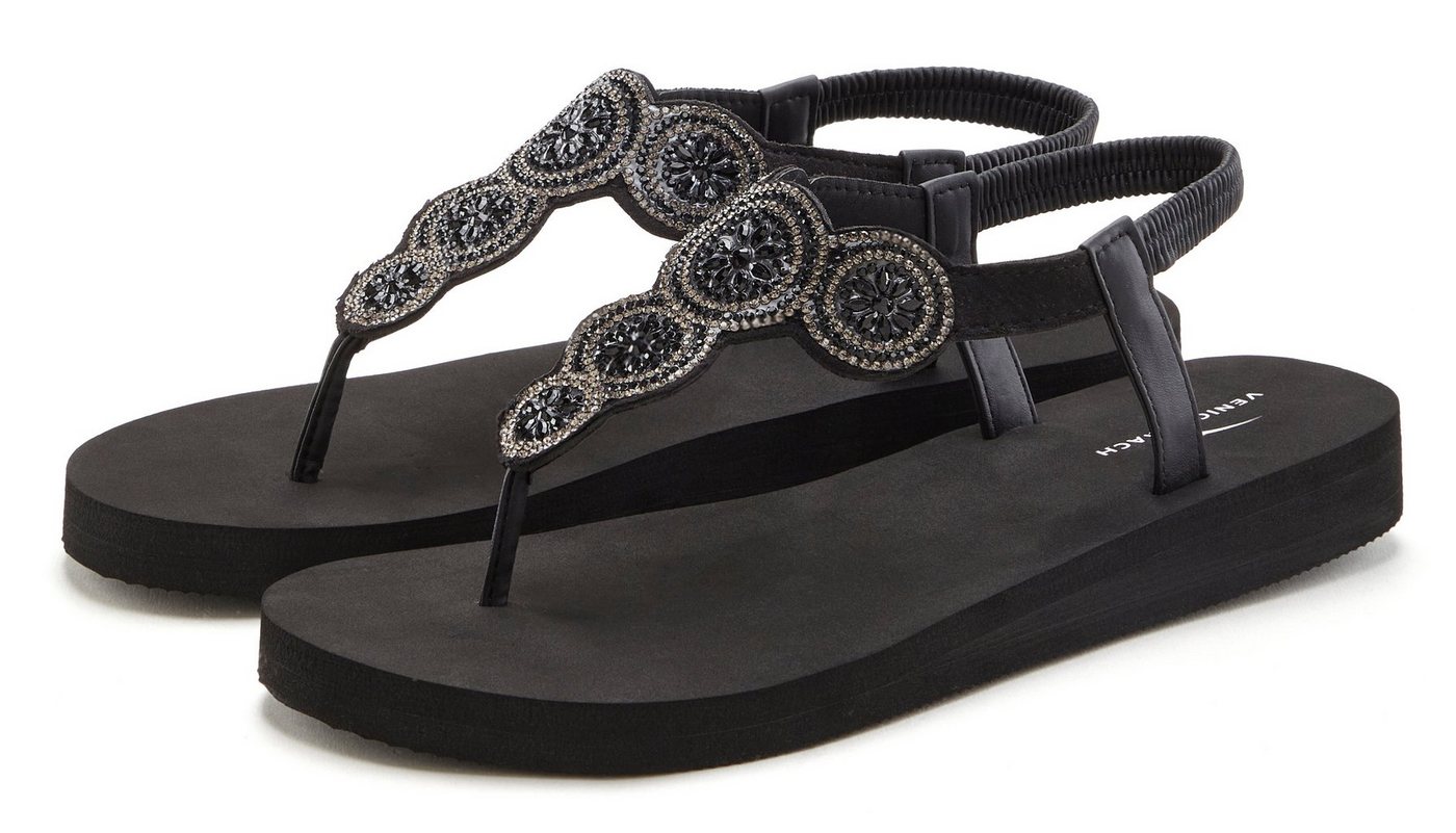 VENICE BEACH Sandale, Pantolette Badezehentrenner Zehentrenner, Badeschuh ultraleicht mit Glitzerdetails VEGAN