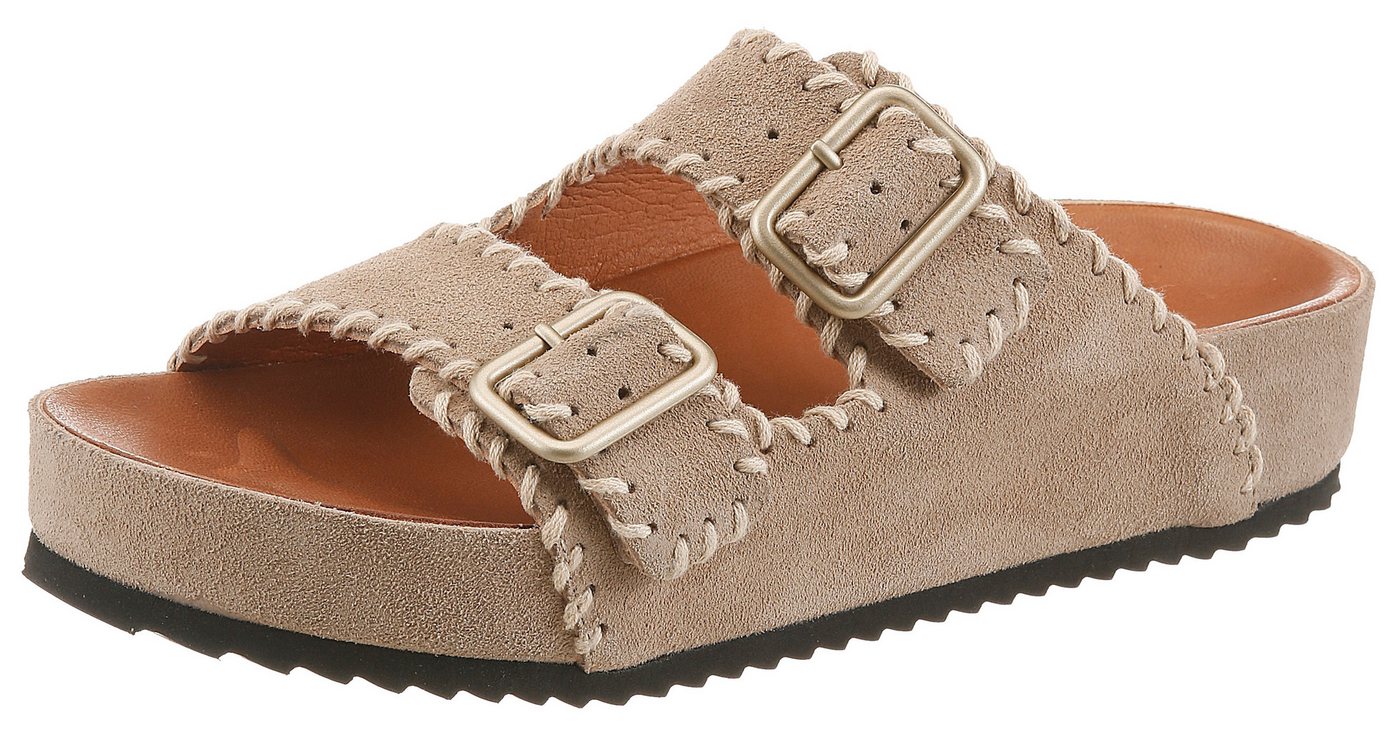 Verbenas ELENA SERRAJE PASADO Pantolette Sommerschuh, Hausschuh, Strandschuh mit zwei verstellbaren Schnallen (beige)