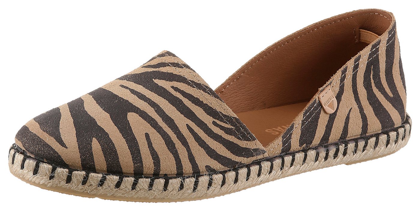 Verbenas Espadrille Slipper, Sommerschuh, Urlaubsschuh, Flat im Zebra-Look