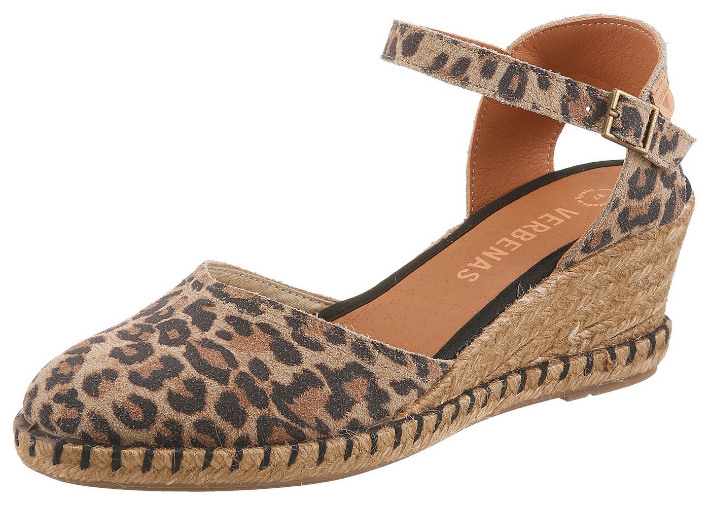 Verbenas MALENA LEO Slingpumps Keilsandalette, Sommerschuh, Urlaubsschuh im Leo-Look