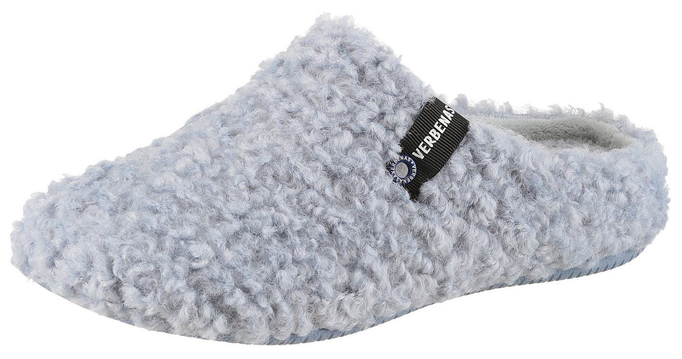 Verbenas Pantoffel, Hausschuh, Homeslipper, Clog in kuscheliger Optik (blau)