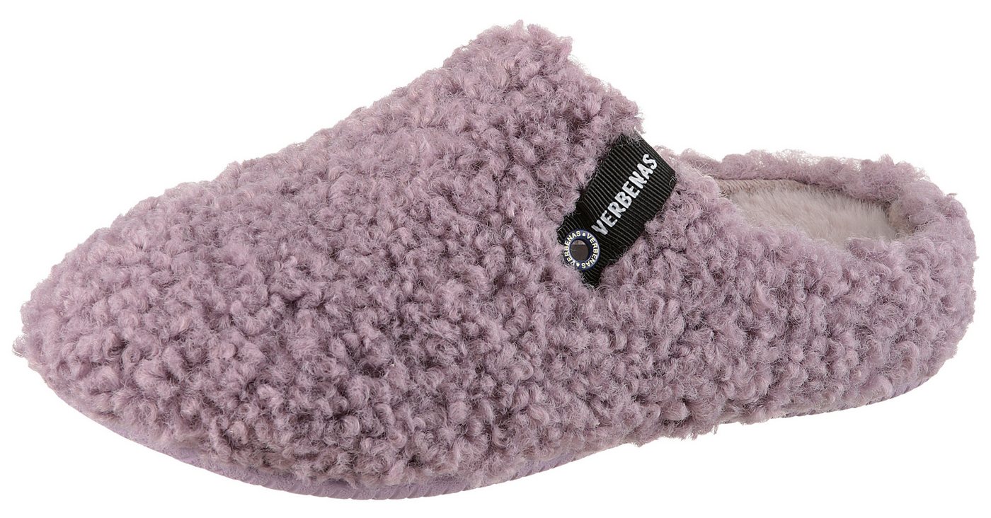 Verbenas Pantoffel, Hausschuh, Homeslipper, Clog in kuscheliger Optik (flieder)