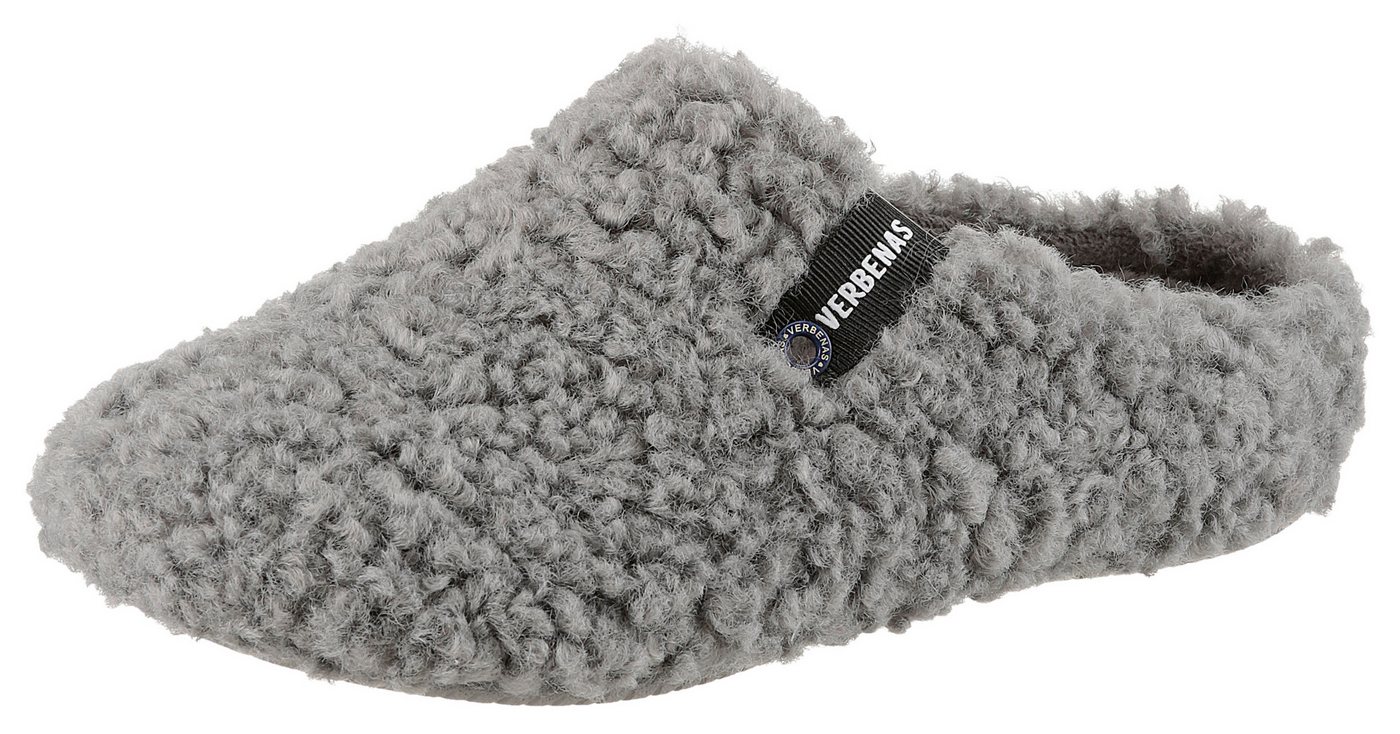 Verbenas Pantoffel, Hausschuh, Homeslipper, Clog in kuscheliger Optik (grau)