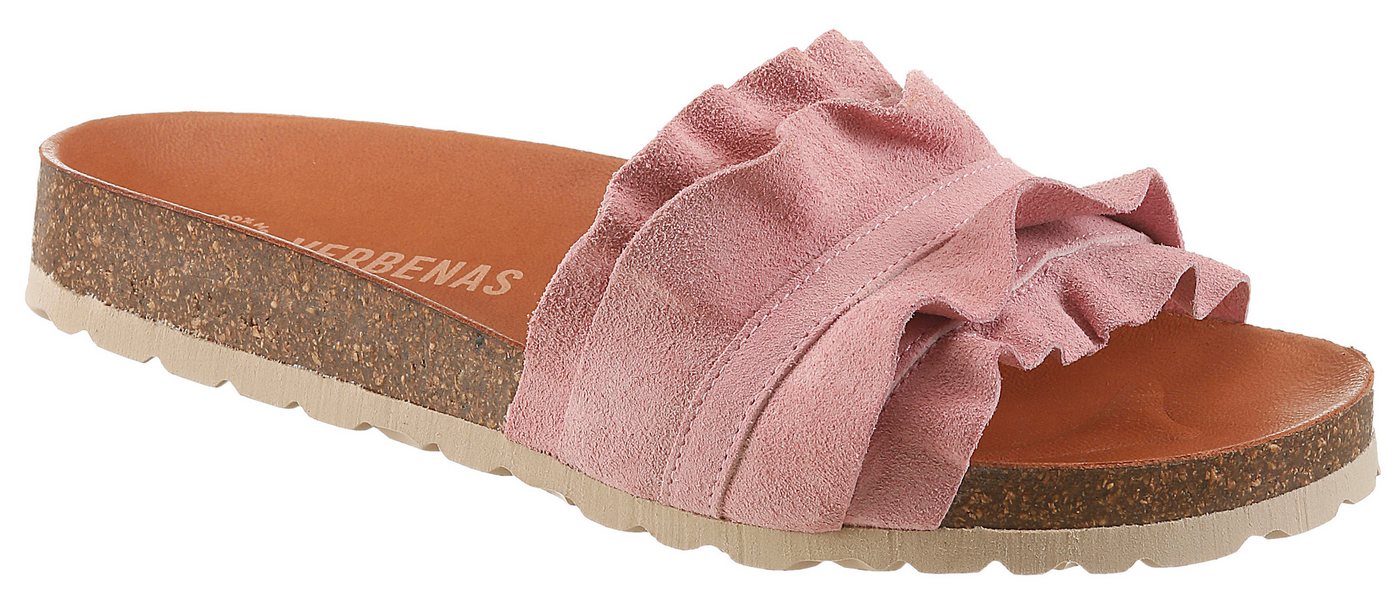 Verbenas Rocio Roda Pantolette Sommerschuh, Flat mit geschwungenen Laschenstoff (rosa)