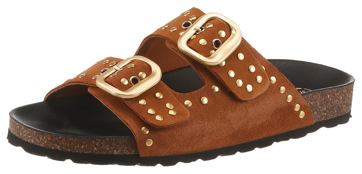 Verbenas Pantolette Sommerschuh, Hausschuh, Strandschuh mit Nietenverzierung