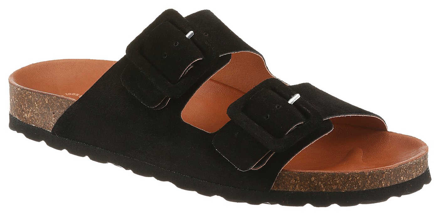 Verbenas Randell Velour Pantolette Sommerschuh, Flat, Hausschuh mit Softfußbett
