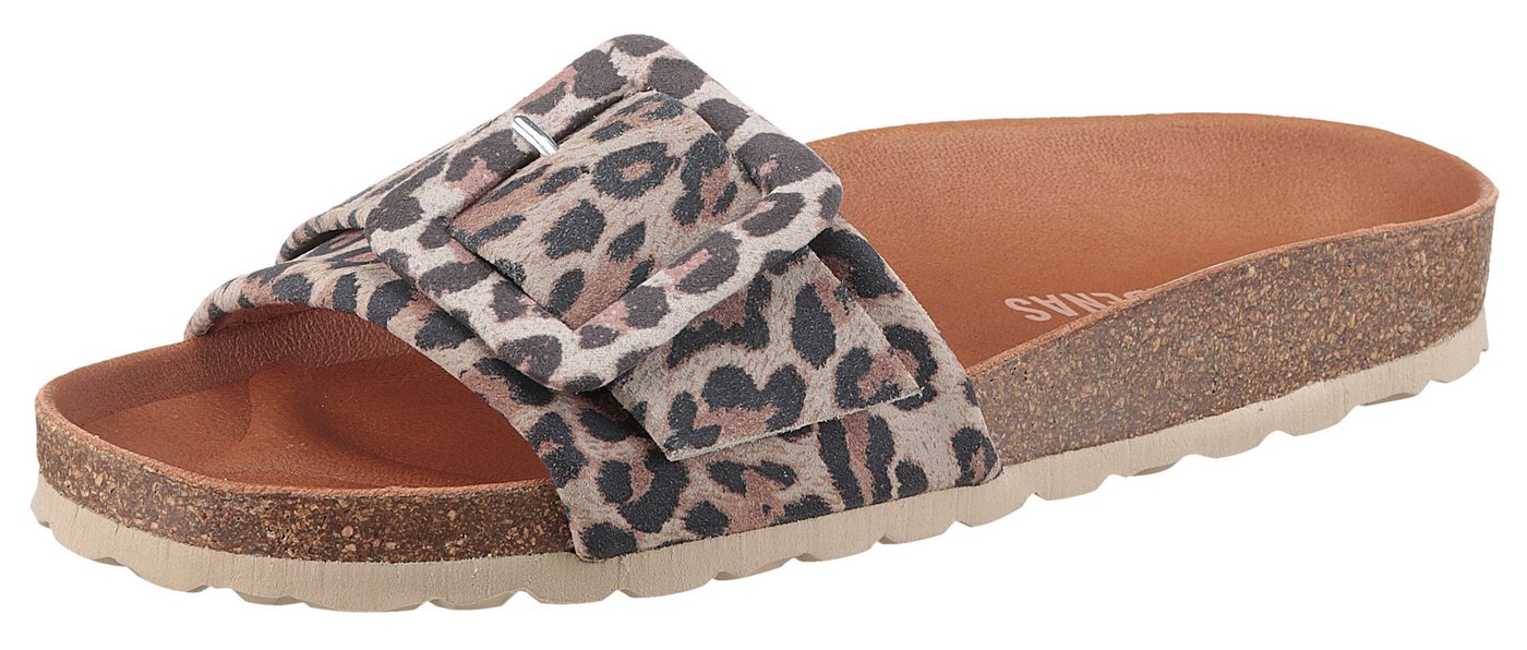 Verbenas Reiko Leopardo Grande Pantolette Sommerschuh, Falt mit Schnallenelement
