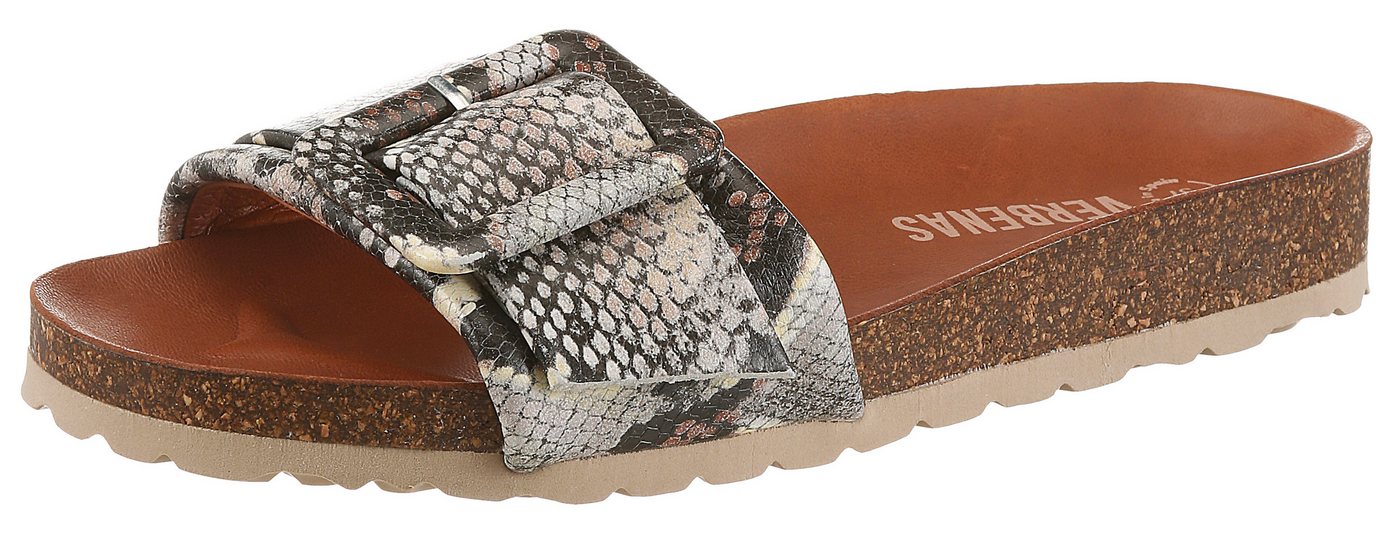 Verbenas REIKO MAMBA Pantolette Hausschuh, Sommerschuh, Strandschuh, Urlaubsschuh zum Schlupfen