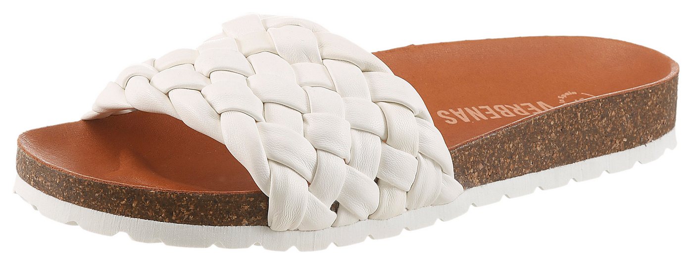 Verbenas RICA TRENZA SOFT Pantolette Sommerschuh, Schlappen, Strandschuh mit geflochtener Bandage (weiß)