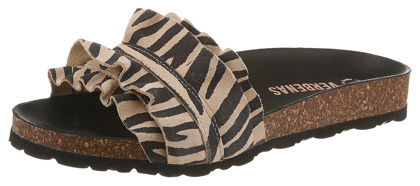 Verbenas ROCIO Pantolette Strandschuh, Sommerschuh, Urlaubsschuh mit Rüschen