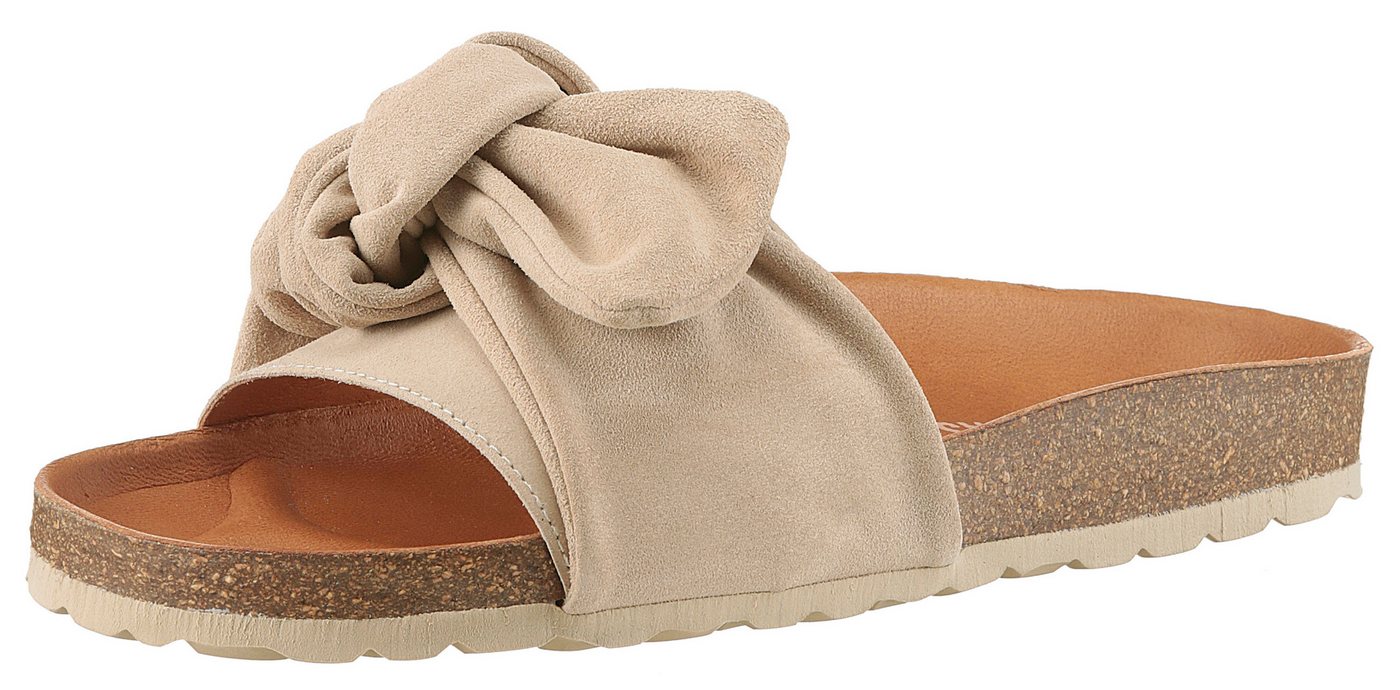 Verbenas Roxy Roda Pantolette Sommerschuh, Flat, Pool Slides mit modischer Schlaufe (beige)