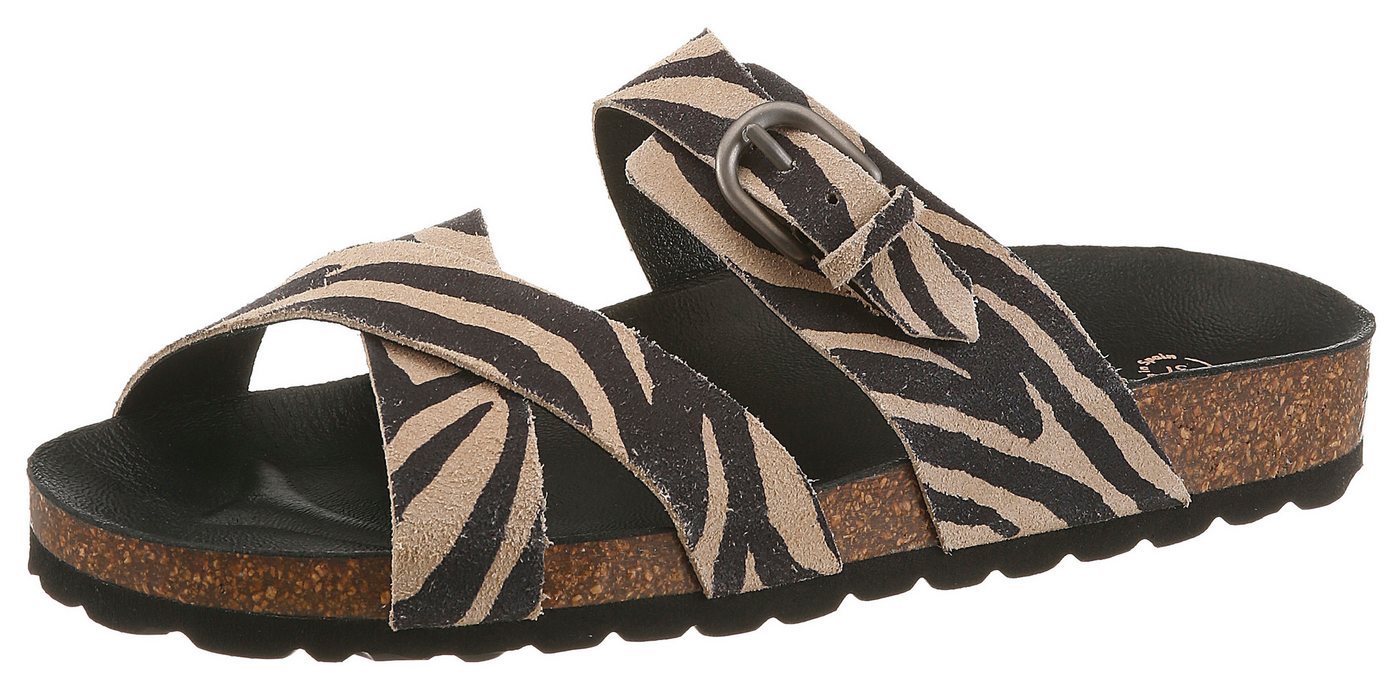 Verbenas RUBI ZEBRA Pantolette Sommerschuh, Strandschuh, Hausschuh mit verstellbarer Schnalle