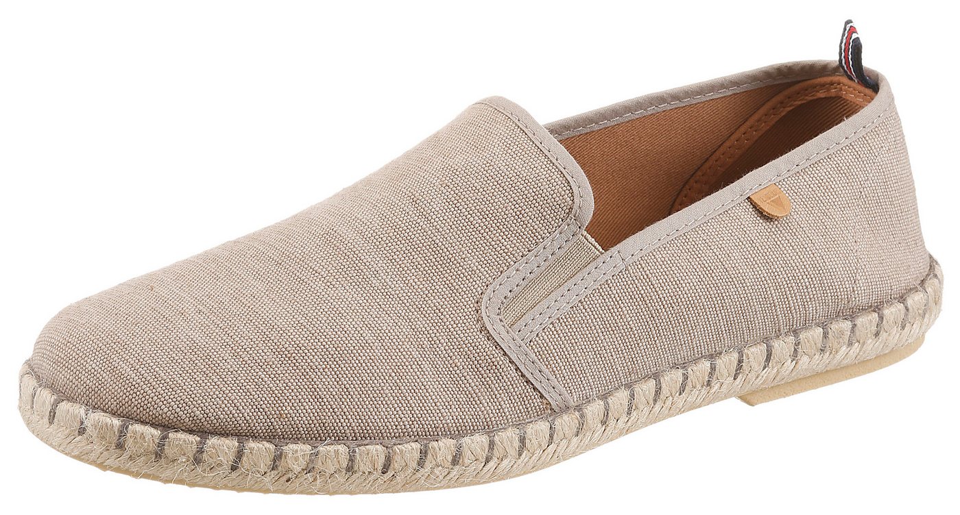 Verbenas TOM MALI Slipper Schlupfschuh, Urlaubsschuh, Flat mit Bast-Sohlenumrahmung (beige)