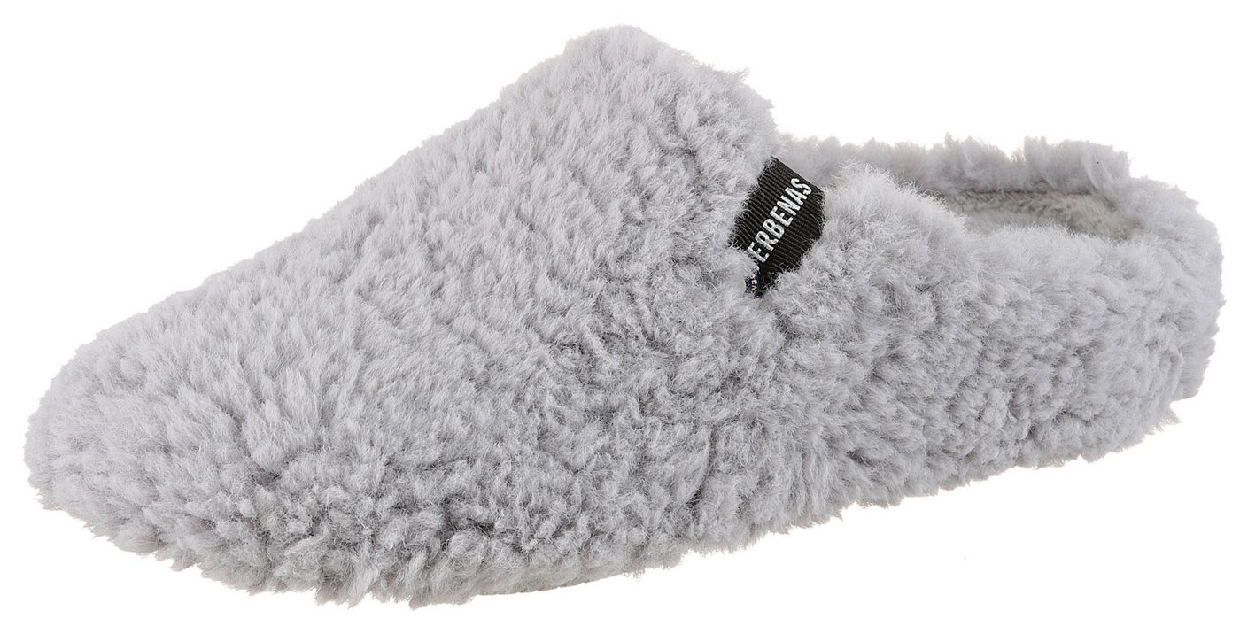 Verbenas York Damara Pantoffel Homeslipper, Clog, Schlappen, Hausschuh in kuscheliger Optik (grau)