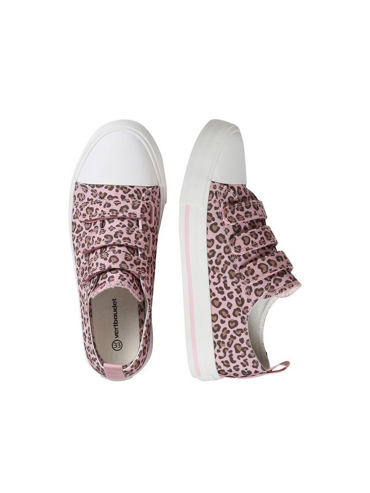 vertbaudet Kinder Stoff-Sneakers mit Leoprint und Klett Sneaker (rosa)