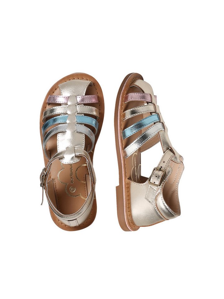 vertbaudet Metallic-Ledersandalen mit Schnallen Kinder Sandale