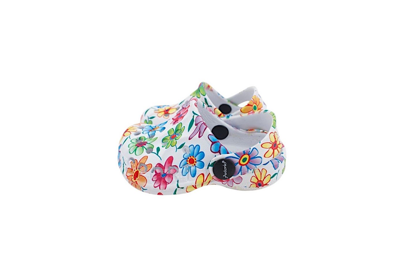 VewoTex Baby & Kinder Clogs mit Blumenmuster » günstige Kinderschuhe Clog (1 Paar Clogs, 2-tlg., Kein Set) Kinder Badeschlappen » Badelatschen mit Riemen & Cut-Outs (Motiv 1)