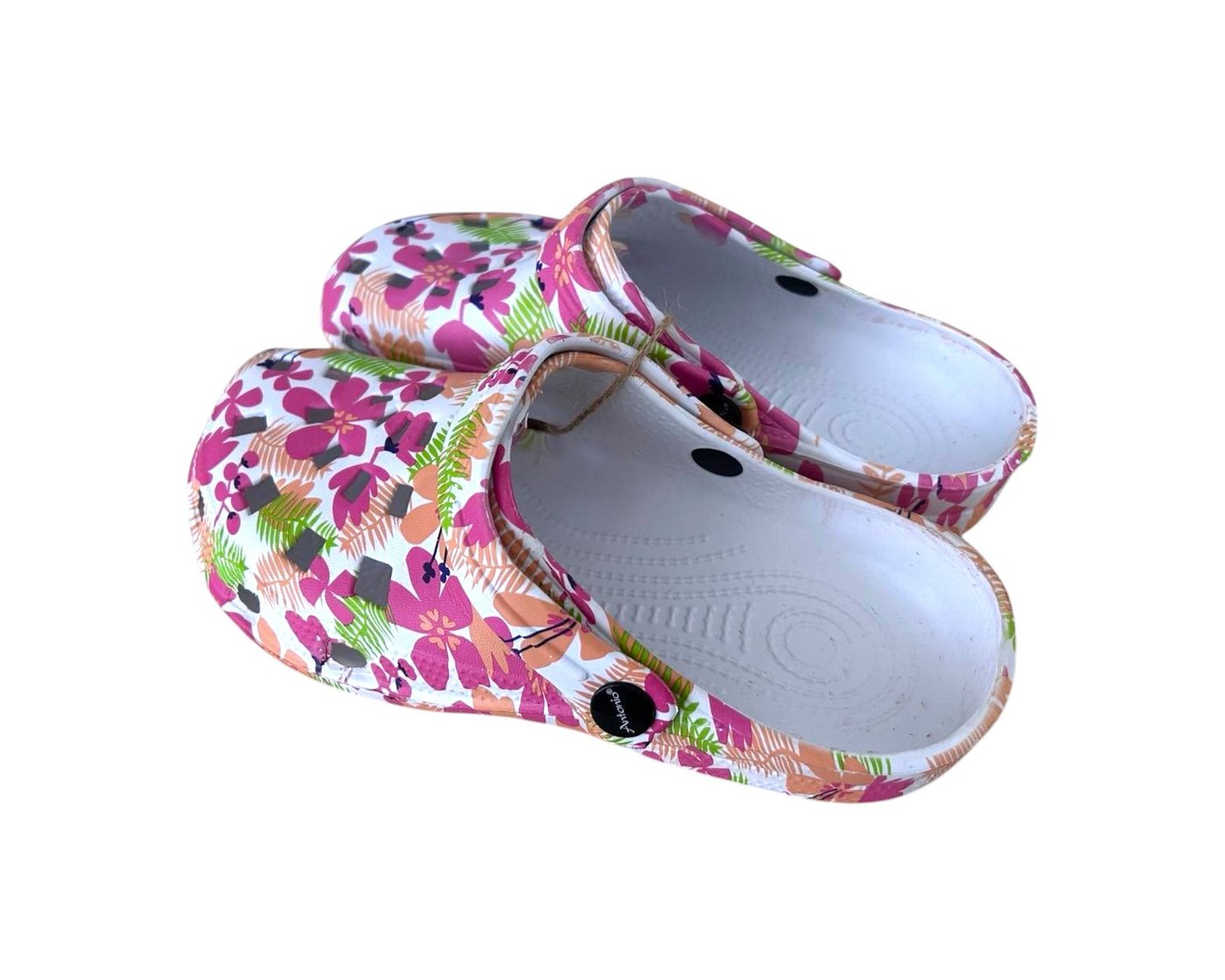 VewoTex Damen Clogs Blumen » günstige Damenschuhe » Blumenmuster Badeschlappen Clog (1 Paar Schuhe, 2-tlg., Kein Set) » Sommer Garten Schuhe » Badelatschen mit Riemen und Cut-Outs