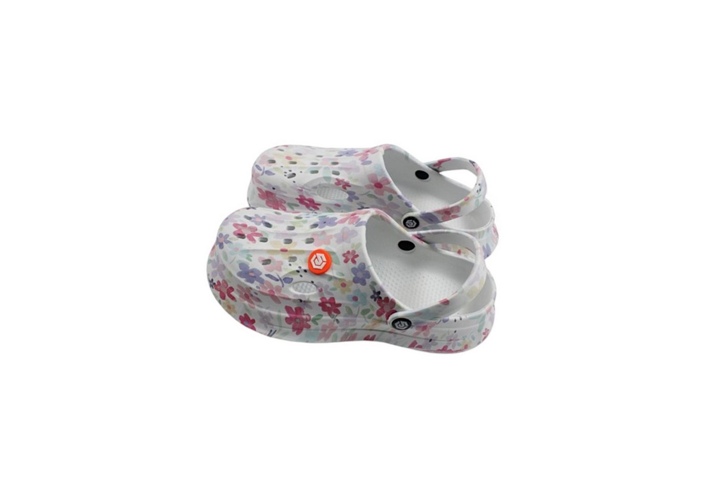 VewoTex Damen Clogs Blumen » günstige Damenschuhe » Blumenmuster Badeschlappen Clog (1 Paar Schuhe, 2-tlg., Kein Set) » Sommer Garten Schuhe » Badelatschen mit Riemen und Cut-Outs