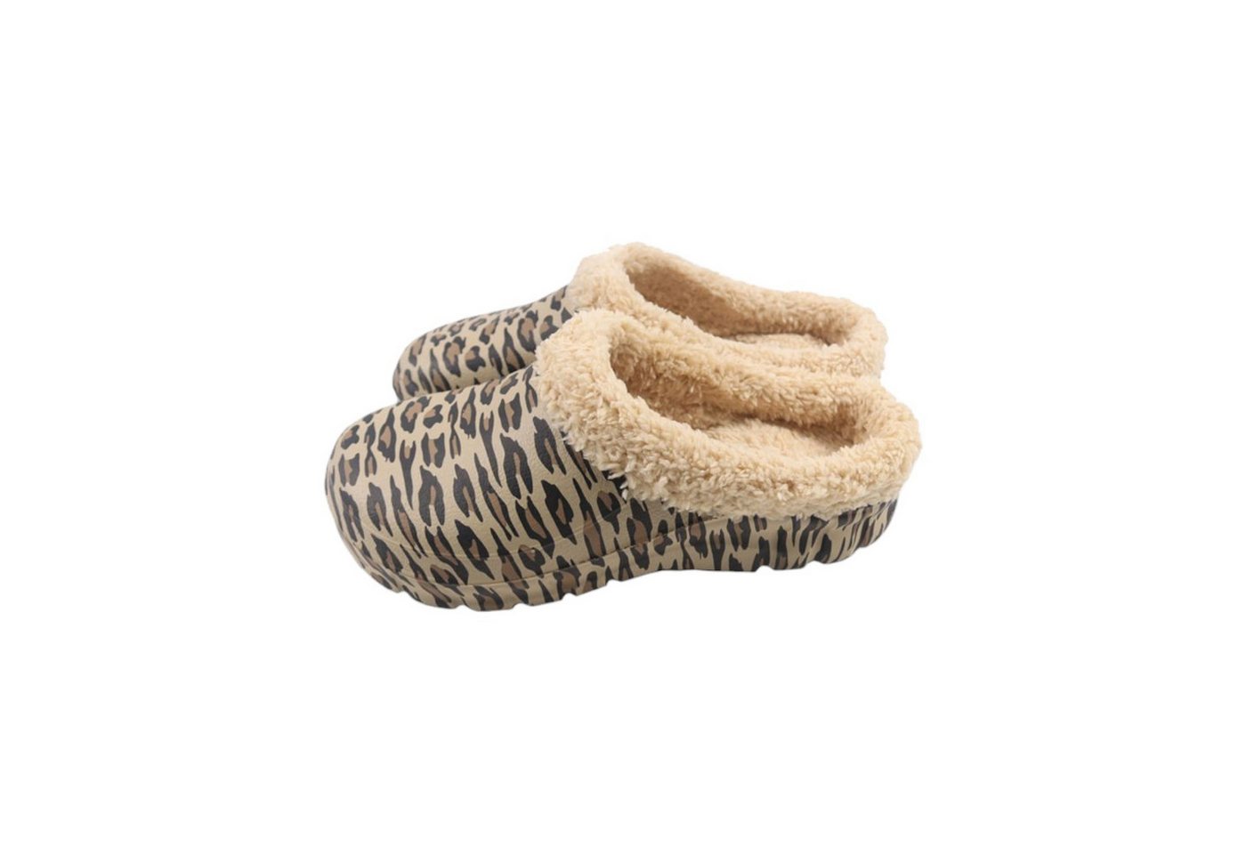 VewoTex Damen Clogs Leo mit Teddy Kunstfell » günstige Damenschuhe Clog (Paar, 2-tlg., 1 Paar) gefütterte Clogs mit Leo-Muster » Winter&Herbst Gartenschuhe