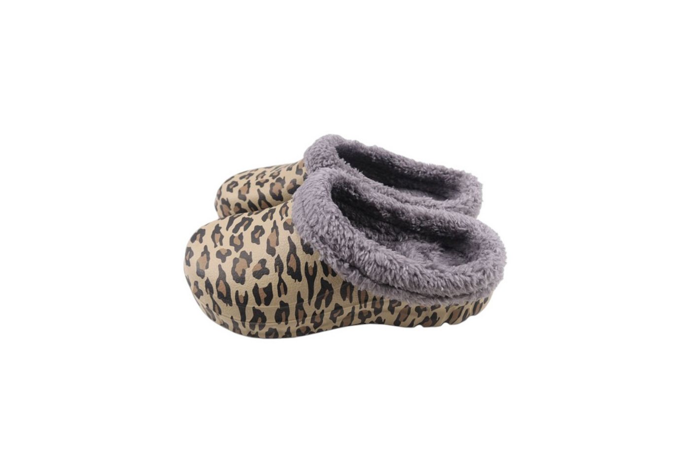 VewoTex Damen Clogs Leo mit Teddy Kunstfell » günstige Damenschuhe Clog (Paar, 2-tlg., 1 Paar) gefütterte Clogs mit Leo-Muster » Winter&Herbst Gartenschuhe