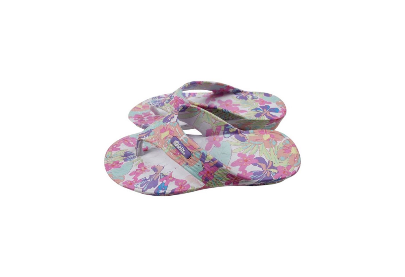 VewoTex Damen Zehentrenner Blumen » günstige Damenschuhe Badezehentrenner (1 Paar, 2-tlg., 1 Paar) Badesandalen mit Blumenmuster » Sommer Gartenschuhe » Badelatschen (Motiv 3)