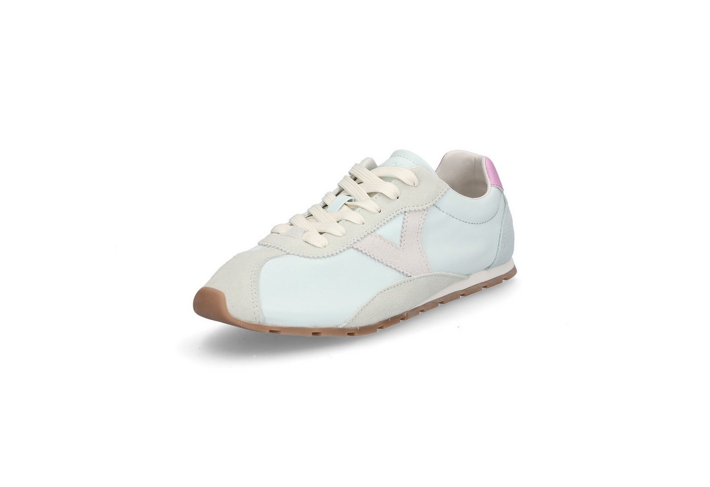 Victoria Aster Damen Sneaker Fersenpatch aus Glattleder in Kontrastfarbe