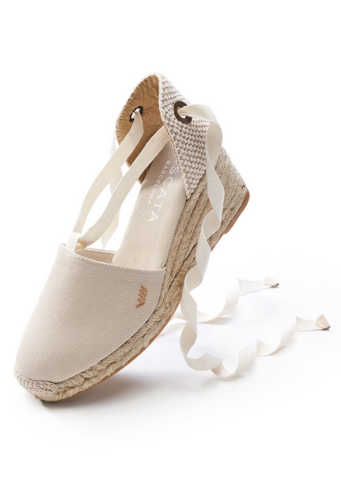 VISCATA Escala Espadrille mit Keilabsatz und eleganter Knöchelschnürung (beige)