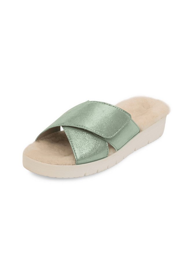 vitaform Damen Pantoletten Samtziegenleder Pantolette (beige)