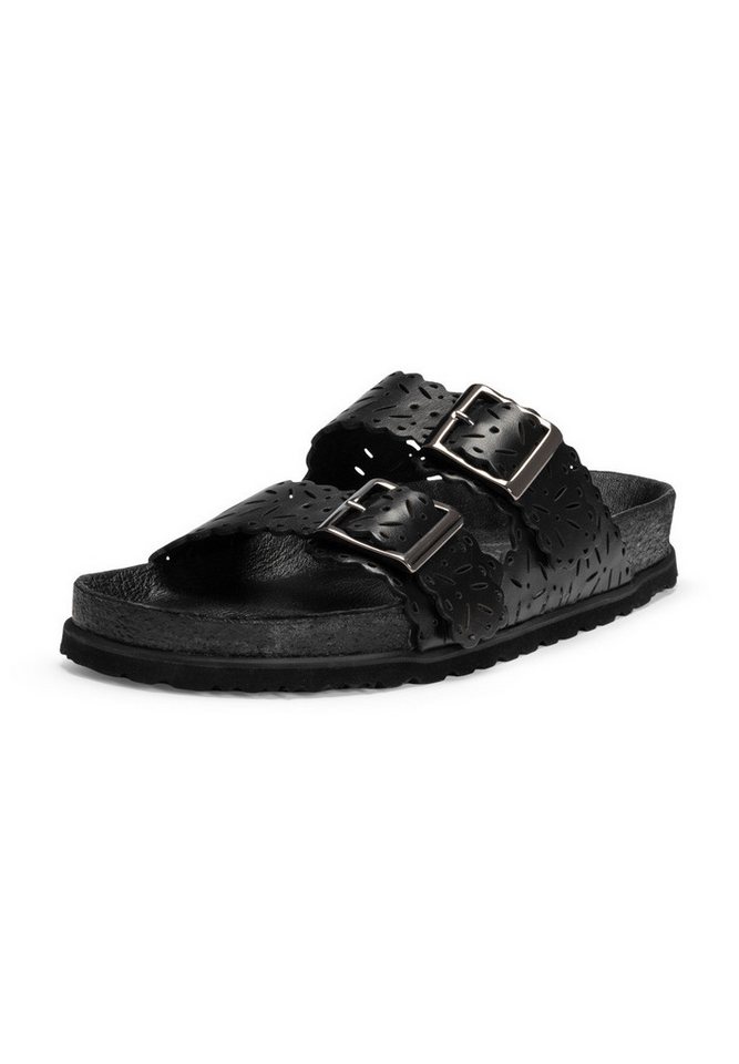 vitaform Damen Pantoletten Softnappaleder Pantolette (schwarz)