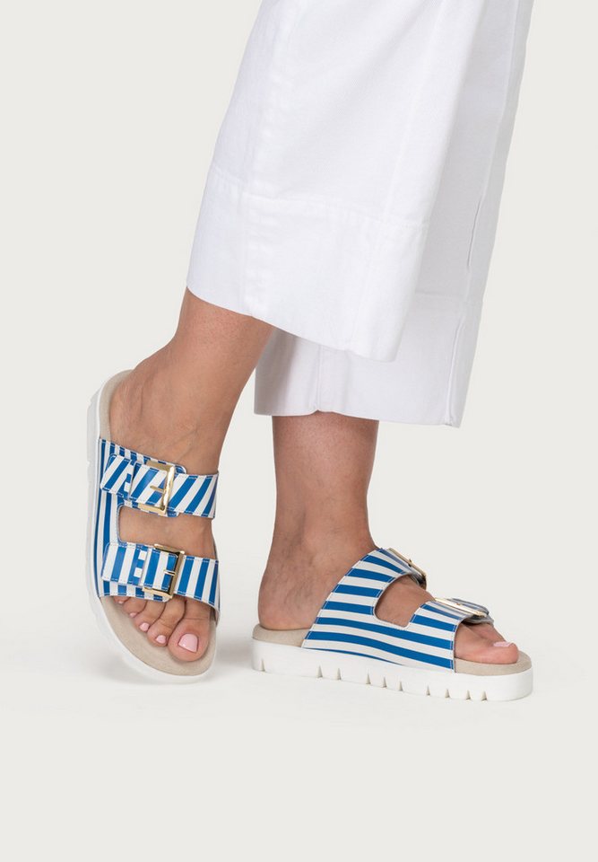 vitaform Damenschuhe Pantolette Nappaleder Pantolette (blau/bunt)
