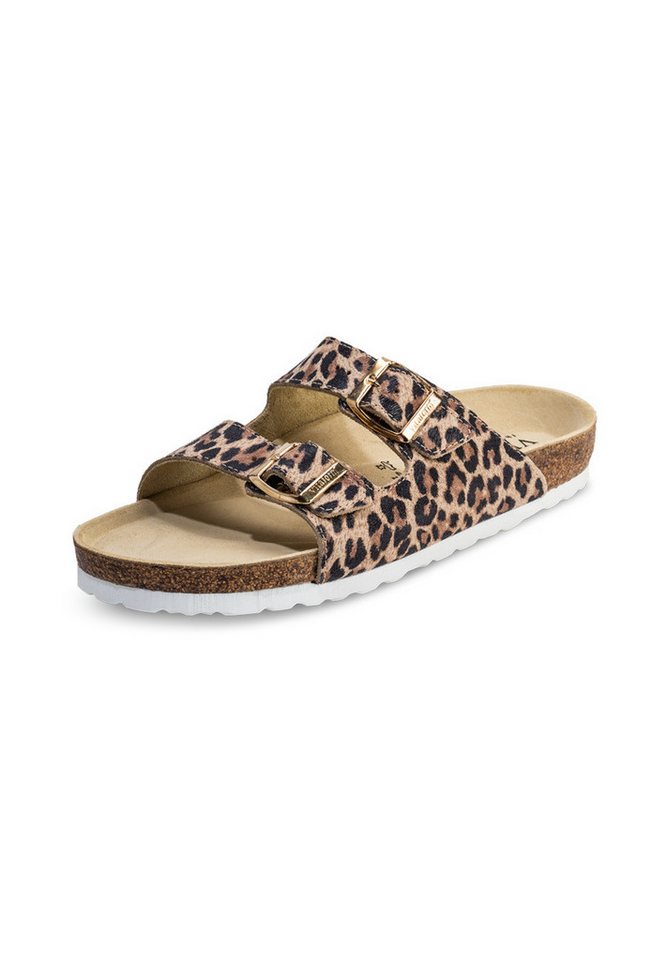 vitaform Damenschuhe Pantolette Veloursleder Pantolette (leopard)