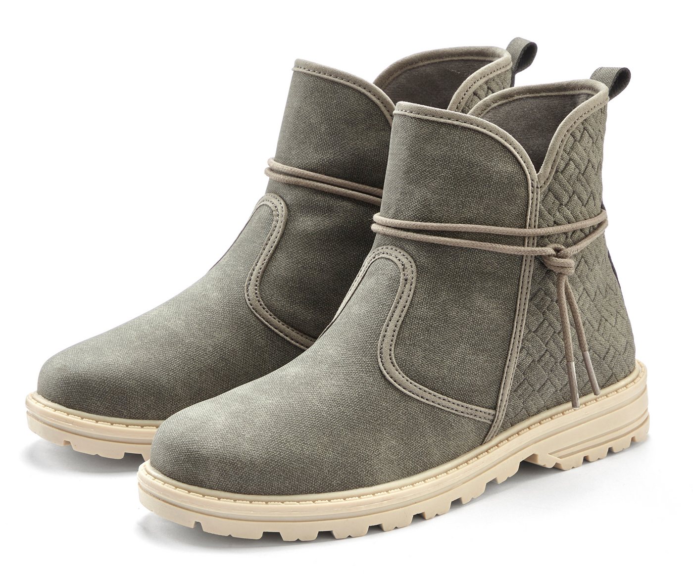 Vivance Boots, Stiefel Stiefelette mit raffinierten Bindebändern VEGAN (grau)