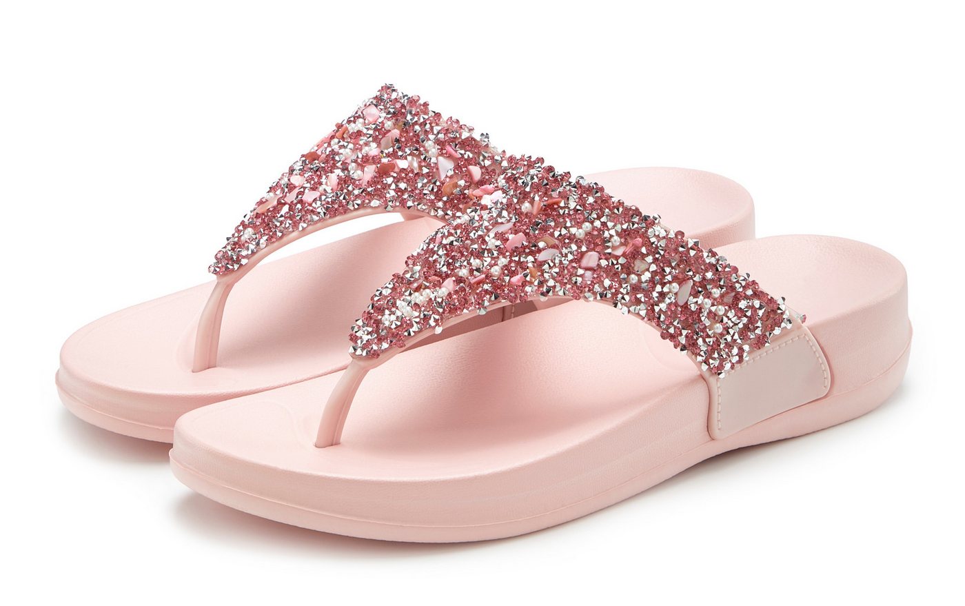 Vivance Flip Flop, Badelatsche, Badeschuhe, Pantolette, Zehentrenner, Badezehentrenner NEU Sommerschuh mit modischem Glitzerdetail VEGAN