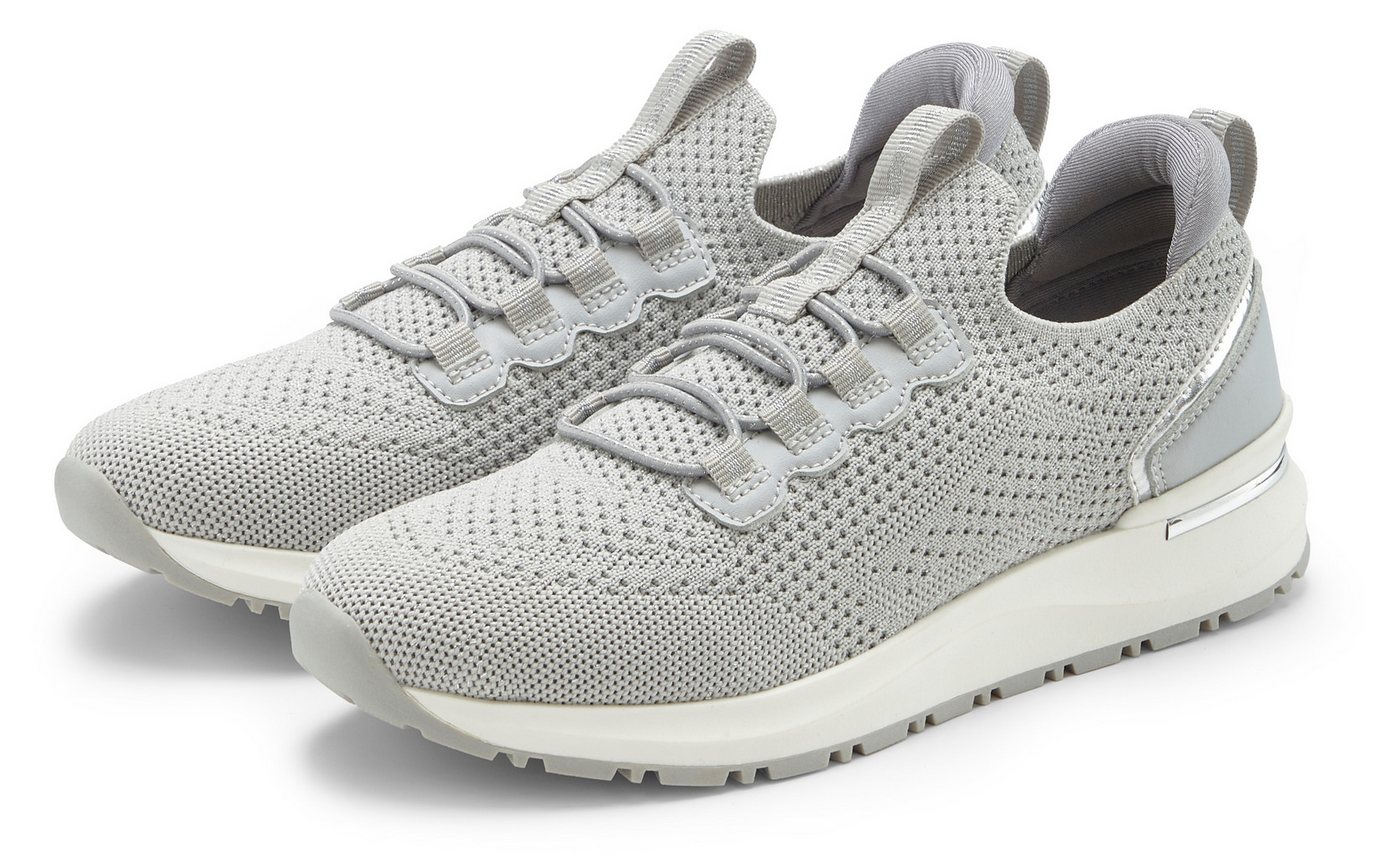 Vivance Freizeitschuh, Halbschuh, Sneaker aus Textil zum Reinschlüpfen mit elastischen Schnürbändern VEGAN (grau)