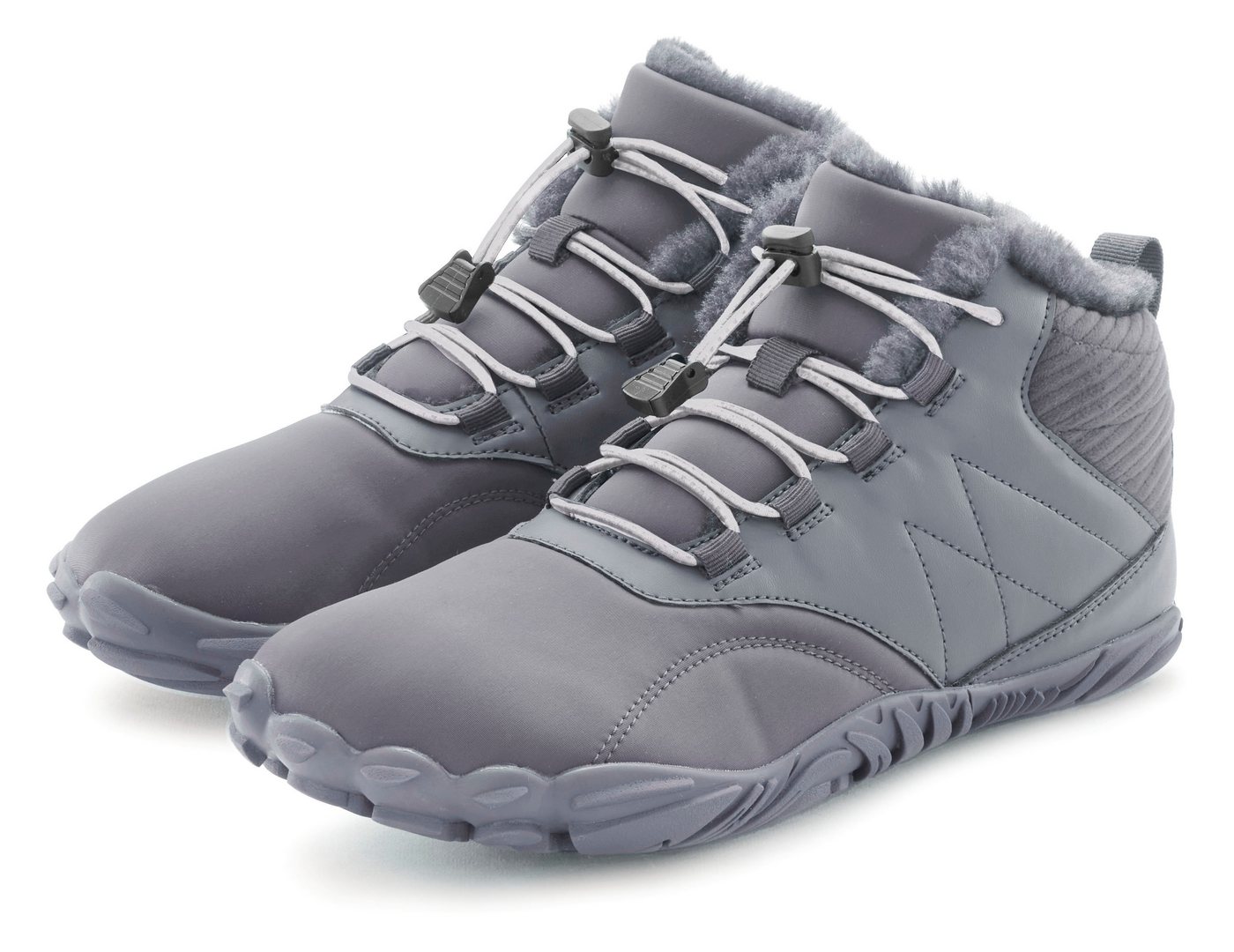 Vivance Freizeitschuh, Halbschuh, Sneaker Stiefelette zum Reinschlüpfen mit elastischen Schnürbändern und Warmfutter VEGAN (grau)