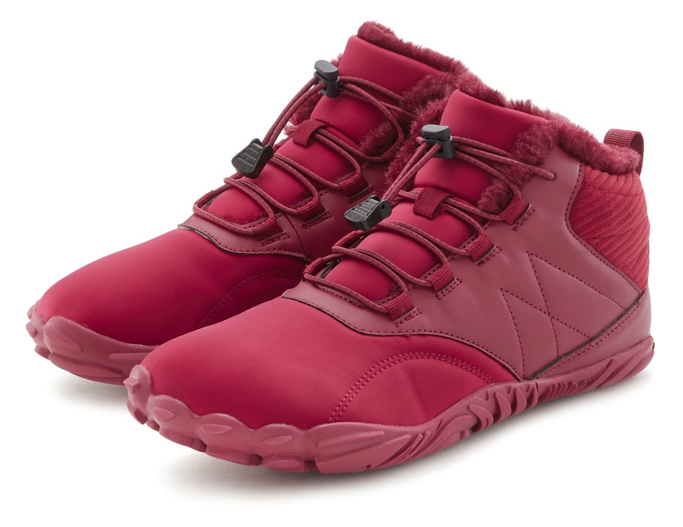 Vivance Freizeitschuh, Halbschuh, Sneaker Stiefelette zum Reinschlüpfen mit elastischen Schnürbändern und Warmfutter VEGAN (rot)
