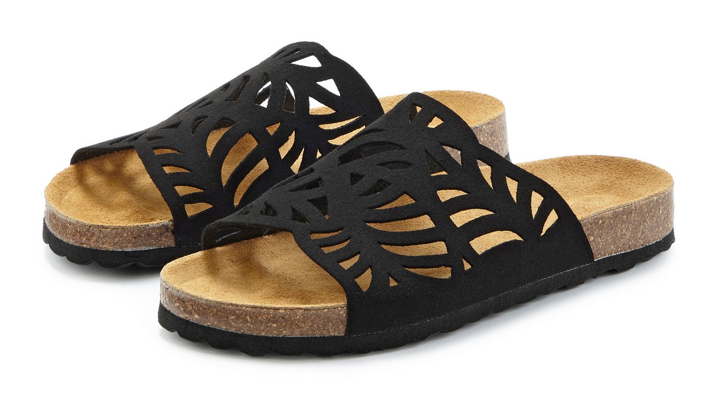 Vivance by Lascana Mule, offener Schuh, Sandale, Sandalette, Sommerschuh, Pantolette NEU mit Korkfußbett und Lederanteil