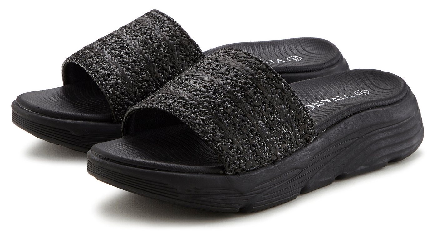 Vivance by Lascana Mule, Sandale, Sommerschuh, offener Schuh, Pantolette NEU mit modischer Sohle VEGAN (schwarz)