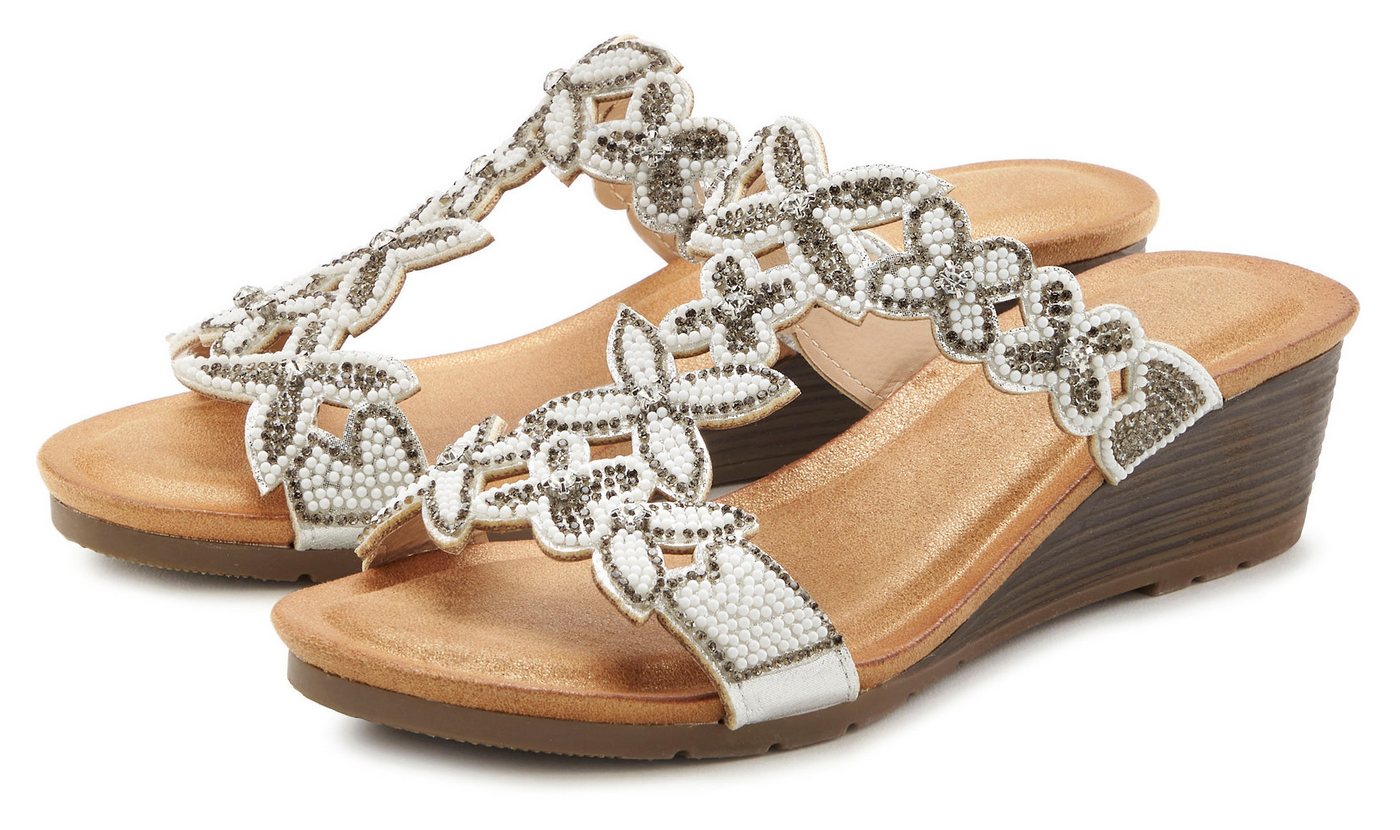 Vivance by Lascana Mule, Sommerschuh, Sandale, Pantolette mit Keilabsatz und modischen Glitzerdetails