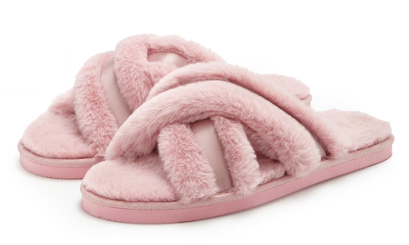 Vivance Pantolette, Pantoffel, Mule, offener Schuh, Hausschuh mit Kreuzbandage VEGAN