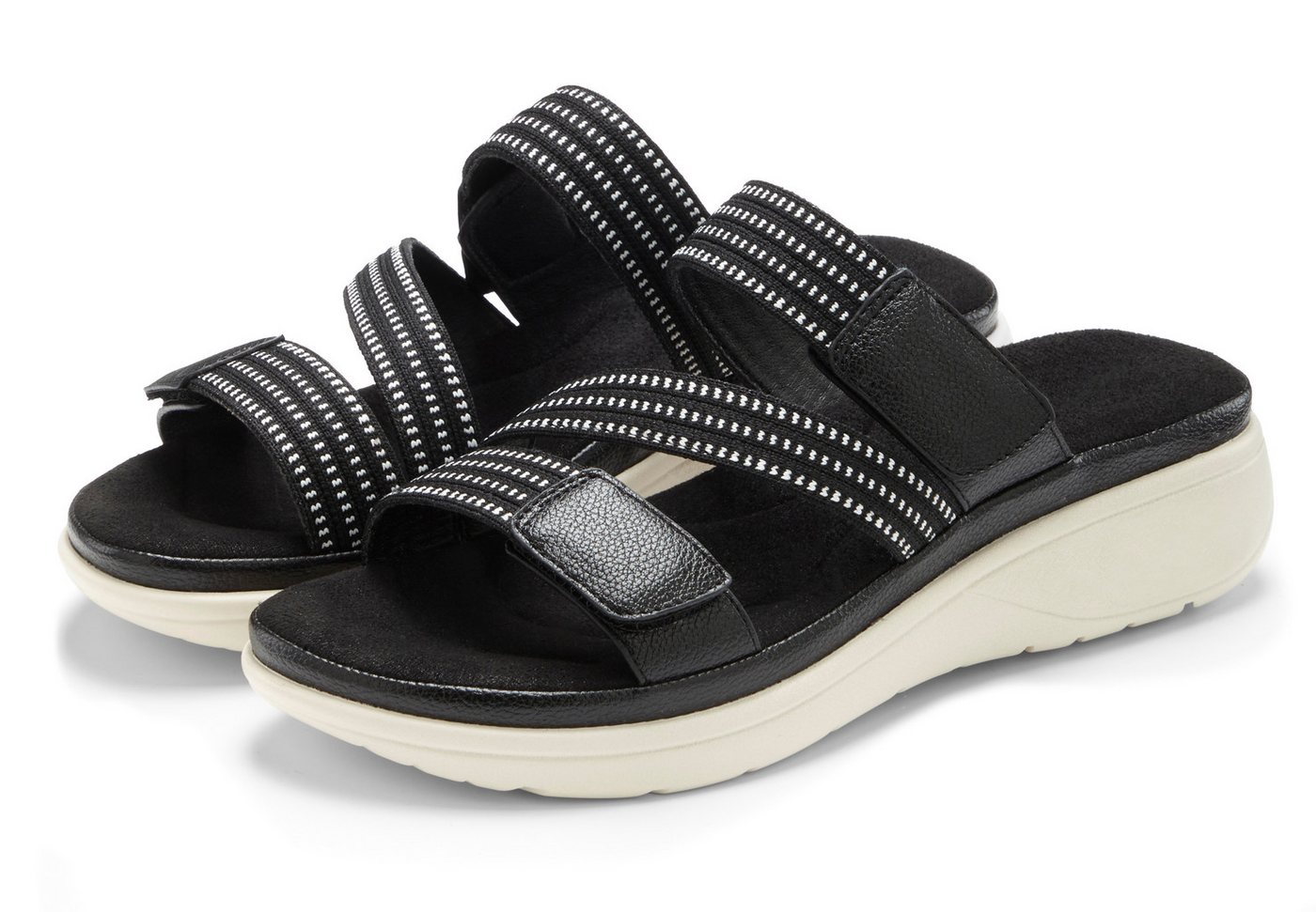 Vivance by Lascana Sandale, offener Schuh, Sandalette, Sommerschuh, Pantolette NEU mit dezentem Keilabsatz und Klettverschlüssen