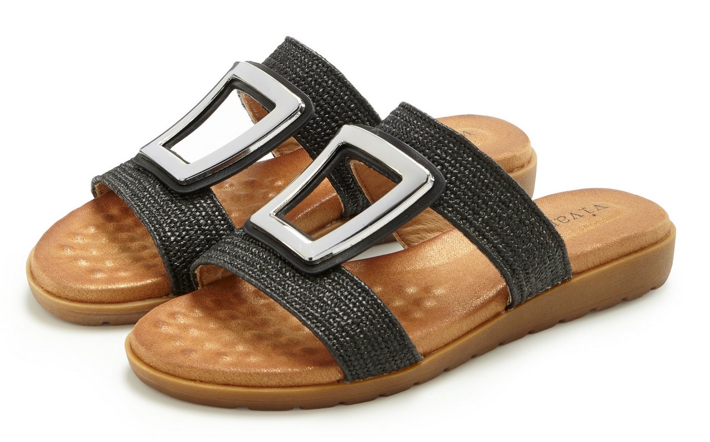 Vivance Sandale, Sommerschuh, offener Schuh, Mule, Pantolette NEU mit modischem Schmuckelement und softer Innensohle VEGAN