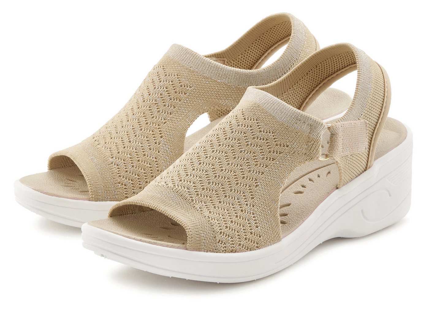 Vivance Sandale, Sommerschuh, offener Schuh, Keilsandalette, Sandalette NEU mit Keilabsatz und Klettverschluss VEGAN