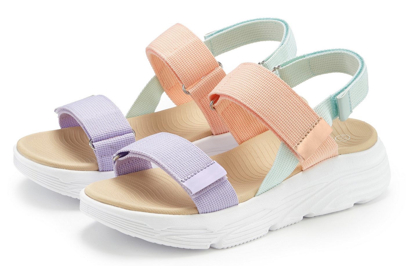 Vivance by Lascana Sandalette, Pantolette, Sommerschuhe, Riemchensandale Sandale NEU mit bunten Riemchen und Klettverschluss VEGAN