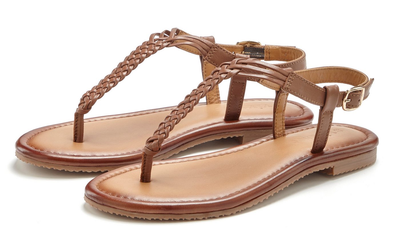 Vivance by Lascana Sandalette, Sommerschuh, Sandale, Ledersandale, Zehentrenner NEU aus Leder mit Flecht-Optik