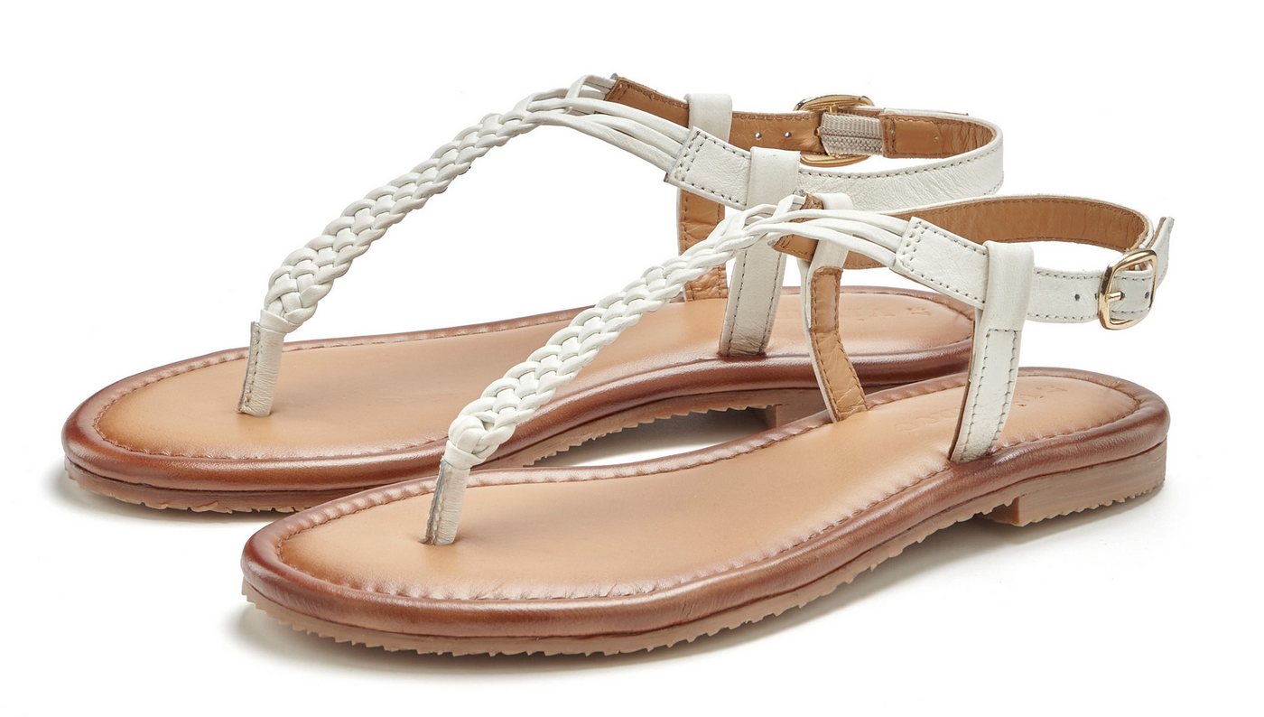 Vivance by Lascana Sandalette, Sommerschuh, Sandale, Ledersandale, Zehentrenner NEU aus Leder mit Flecht-Optik